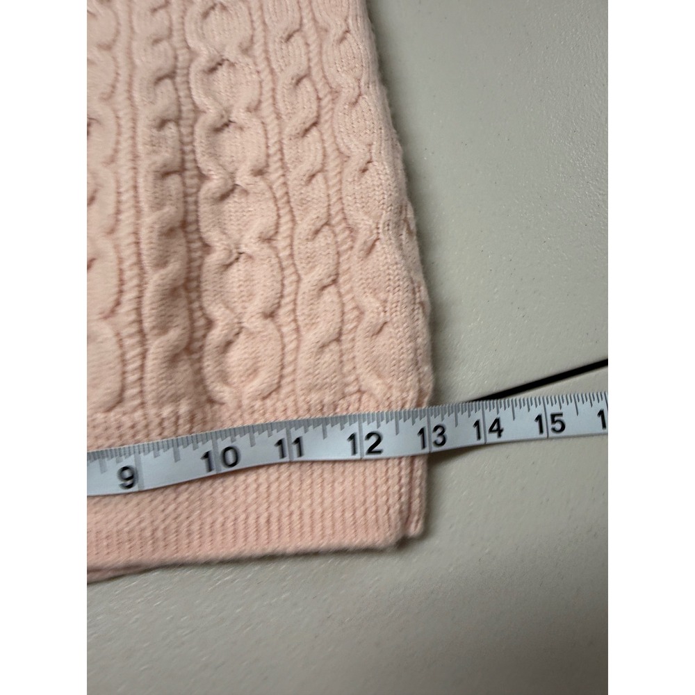 Amour Vert 100% Wool Cable Knit Sweater Women M Pink Fisherman Crewneck Preppy - Picture 4 of 10